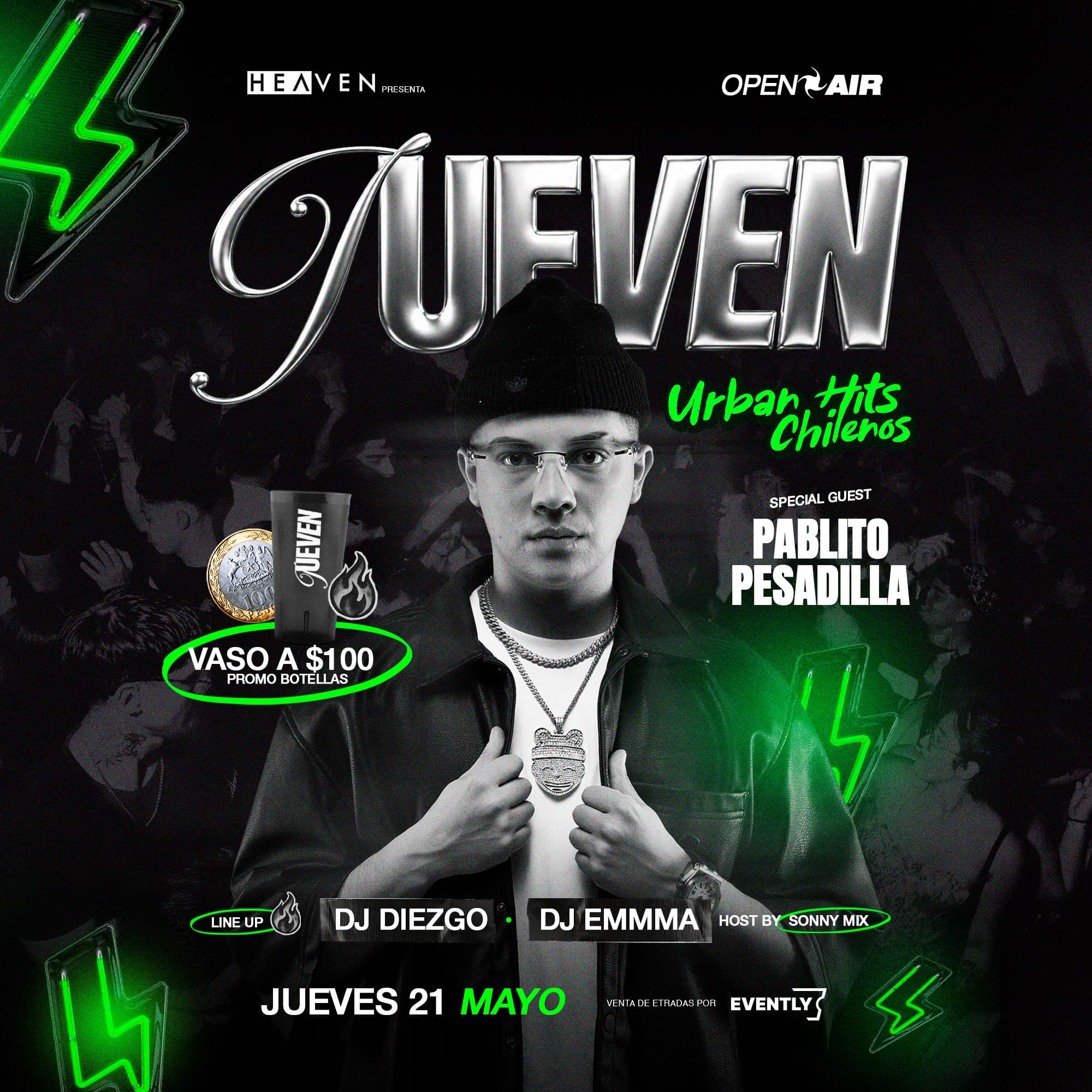 JUEVEN - CON PABLITO PESADILLA URBAN HITS CHILENOS  image}