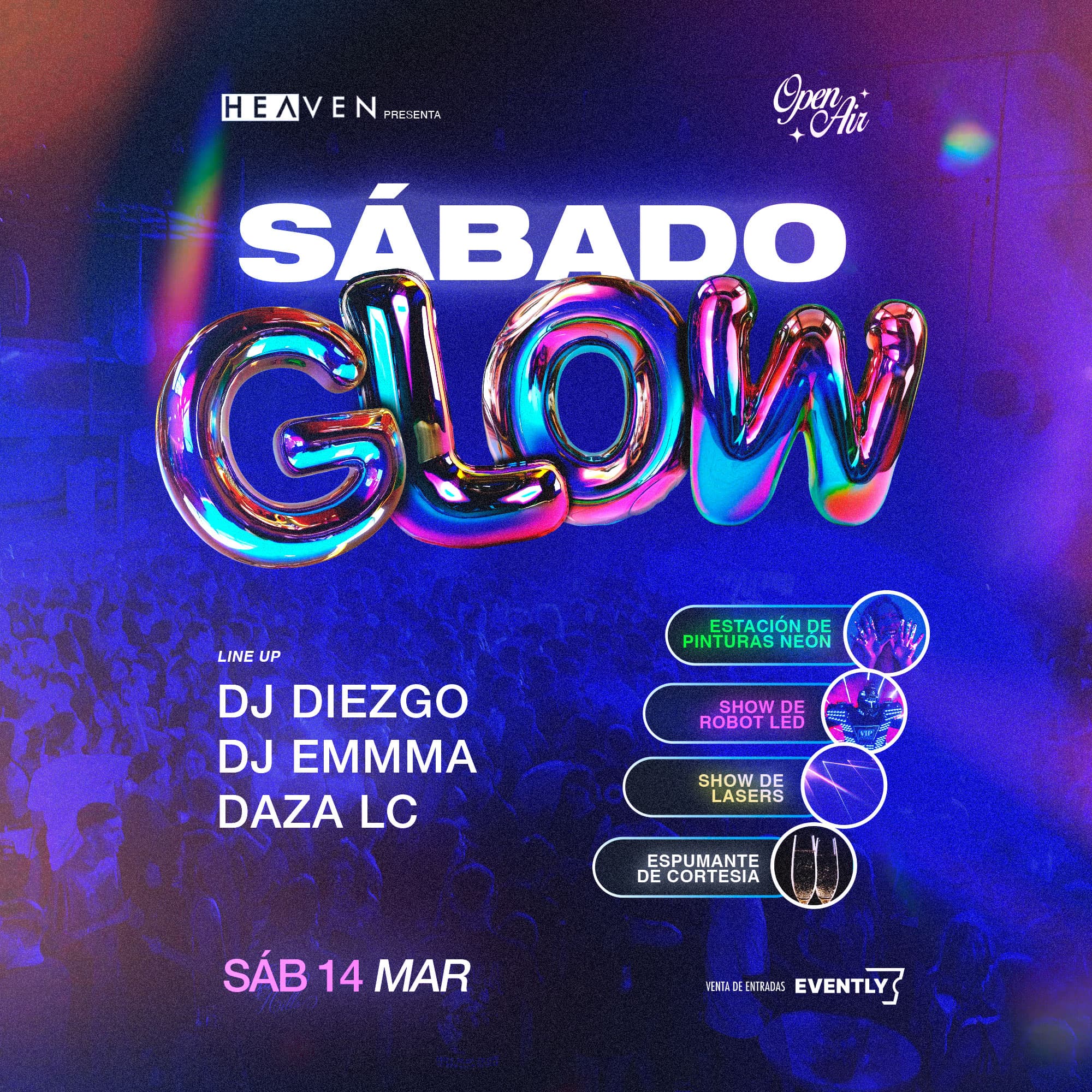 SÁBADO GLOW - SHOW DE ROBOTS LASERS, ESTACIÓN NEÓN image}